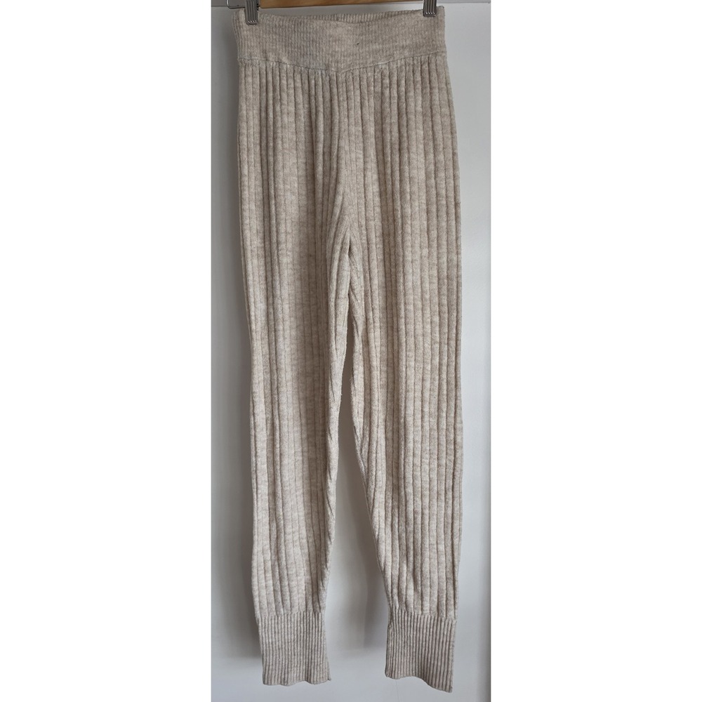 Intimately Free People Sweatpants Women Beige Ribbed Casual Jogger Loungewear